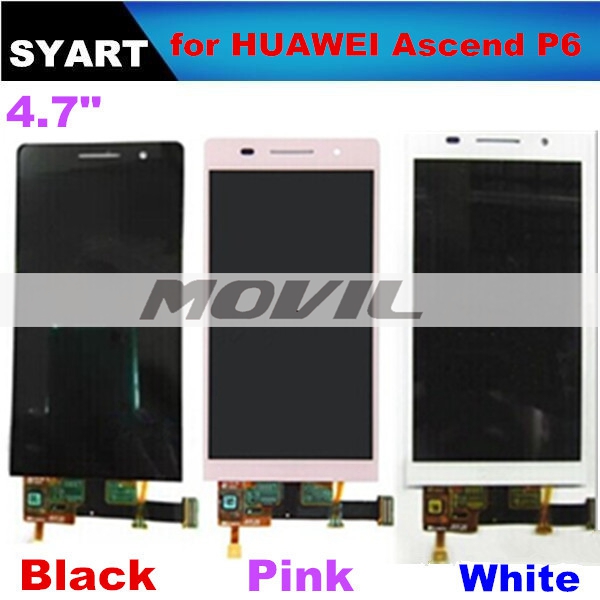 Black Pink and White 4.7inch Full LCD Display+Touch Screen Digitizer assembly without frame For Huawei Ascend P6